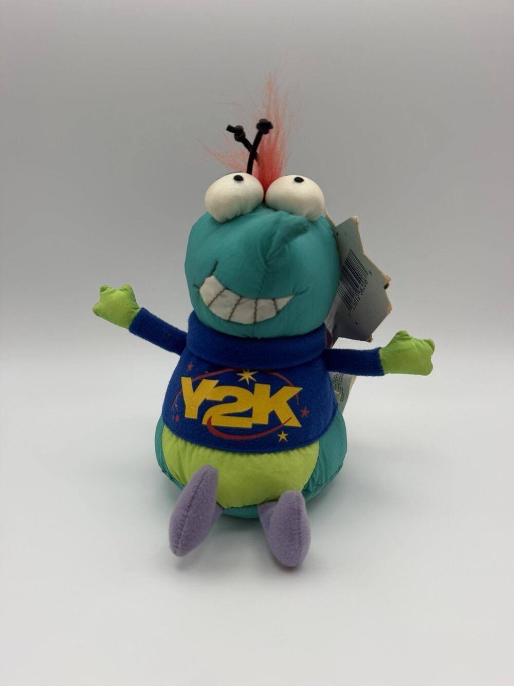 Hallmark Vintage 1999 Crash the Y2K Bug Plush Toy 6" Green Blue Bean Bag Stuffed